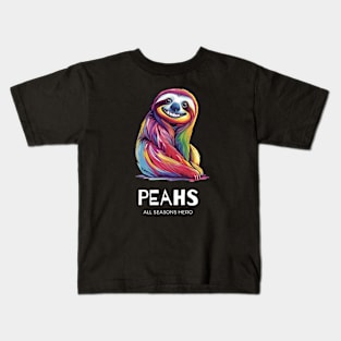 Funny outfit for optimists, sloth, gift "PEAHS" Kids T-Shirt